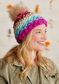 Women showing the right view of the hat.