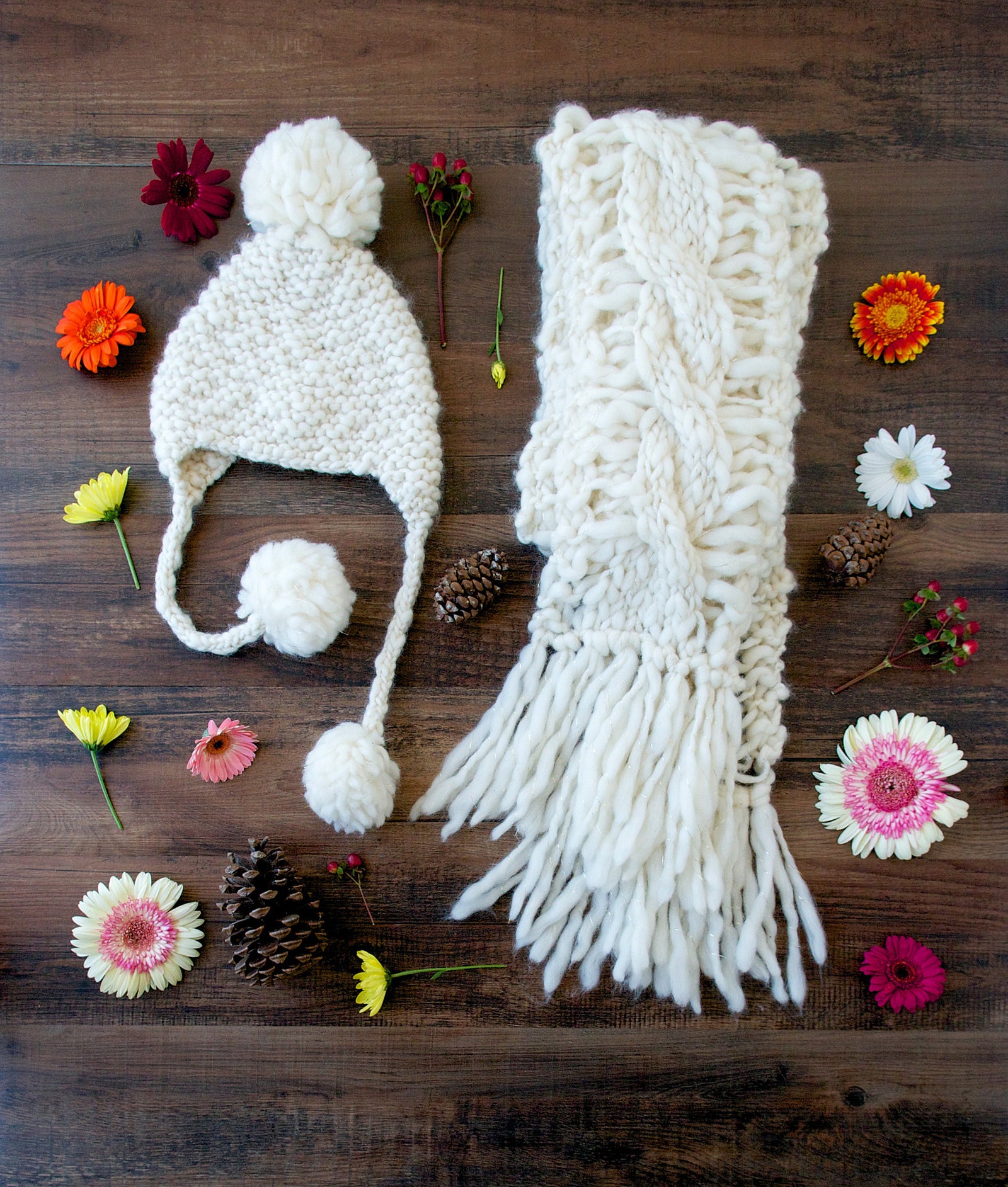 Knit Collage Drop Stitch Cable Scarf Pattern
