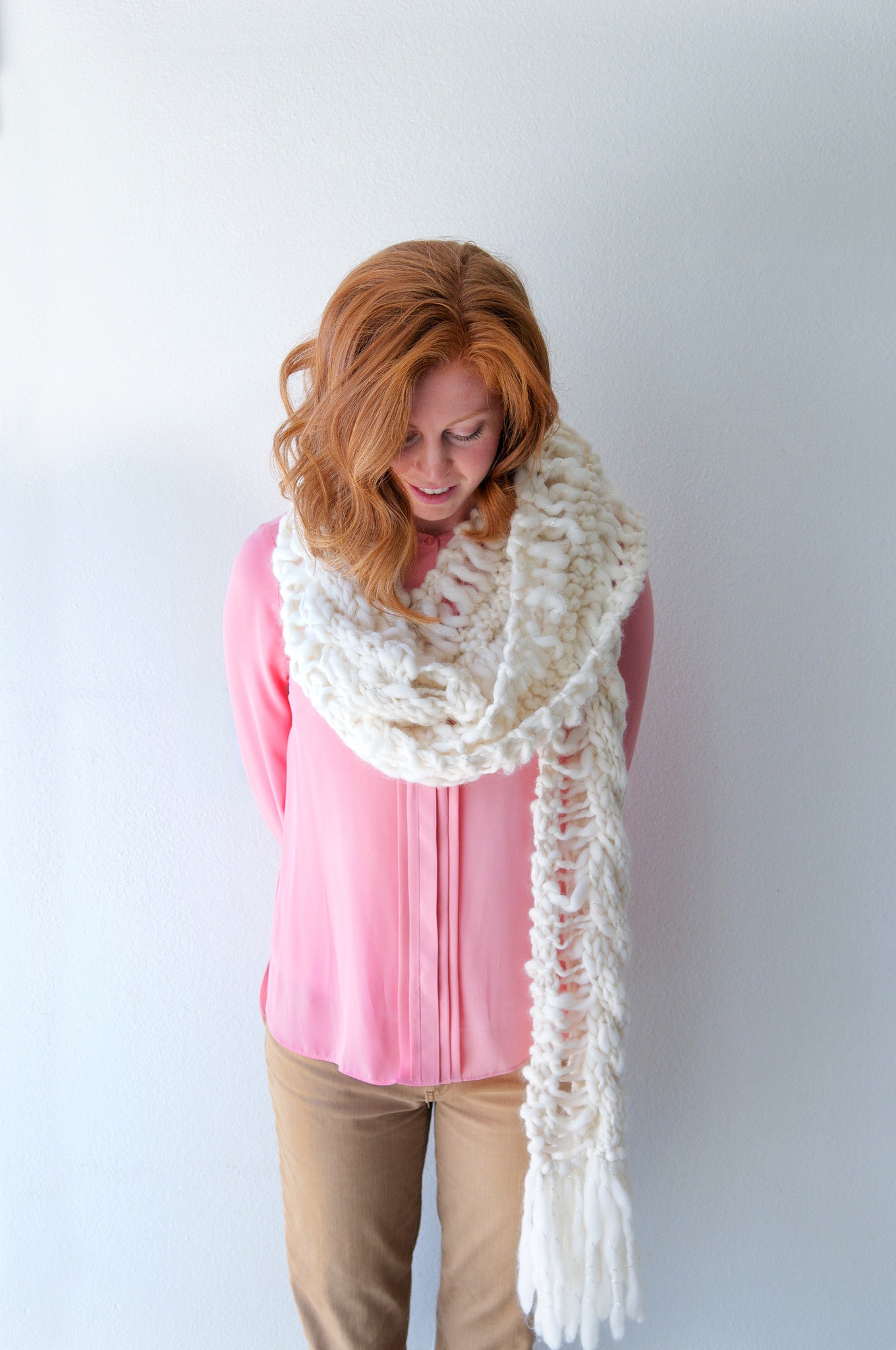 Knit Collage Drop Stitch Cable Scarf Pattern