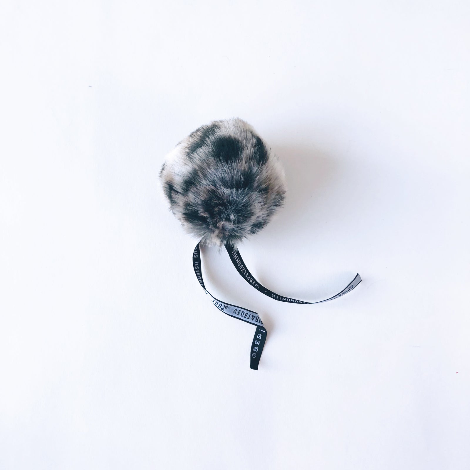 Knit Collage Faux Fur Pom Poms Leopard Stone